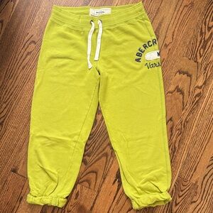 Abercrombie Neon Lime Green cropped Jogger Sweatpants